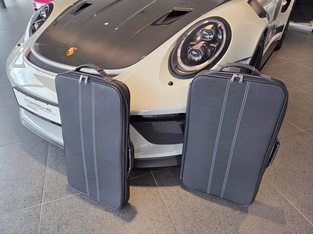 Porsche 911 991 992 Rear Footwell Roadster bag Luggage Case Set Full leather 2pc Set