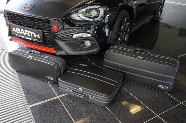 Fiat 124 Spider with Silver seam Roadster bag Luggage Case Set