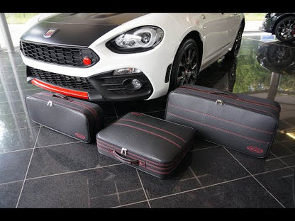 Fiat 124 Spider with Silver seam Roadster bag Luggage Case Set